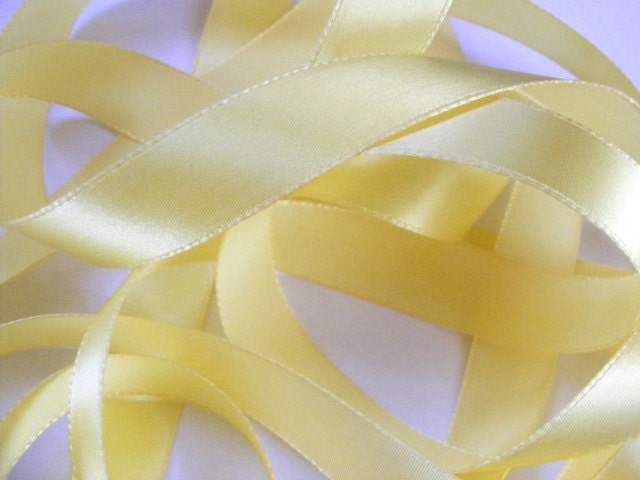 Vintage 1940's French Satin Ribbon 5/8 Inch Gorgeous Butter Yellow