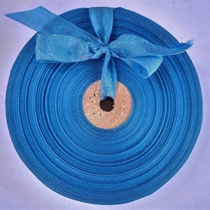 Nastro francese vintage anni '30-'40 tessuto - stock di modiste - 5/8 pollici blu tropicale