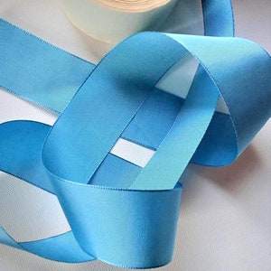 Vintage 1930's-40's SILK French Grosgrain Ribbon 1 1/2 inch Sky Blue