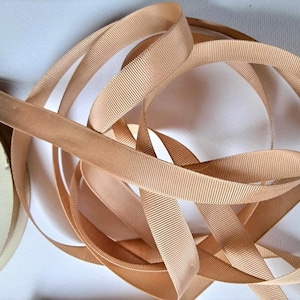 Nastro in grosgrain francese vintage degli anni '30 e '40 - Stock di modisti - 5/8 pollici in pelle scamosciata marrone chiaro