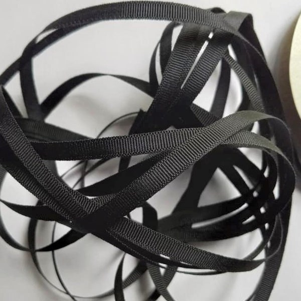 Vintage 1940's-50's French Grosgrain Ribbon 1/4 inch Black