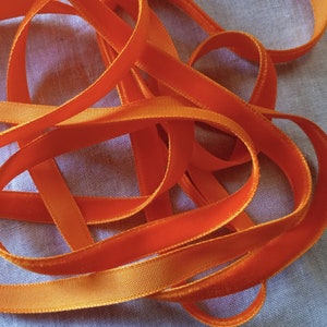 Ruban de velours vintage des années 40, orange, 3/8 po.