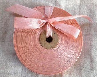 Vintage 1930's-40's French Woven Ribbon  5/8 inch Peachy Pink