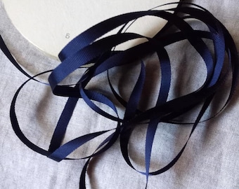 Vintage 1940's French Petersham Grosgrain Ribbon 1/4 inch Navy