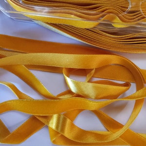 Vintage 1930's Silk Charmeuse Velvet Ribbon 5/8 Inch Golden Yellow