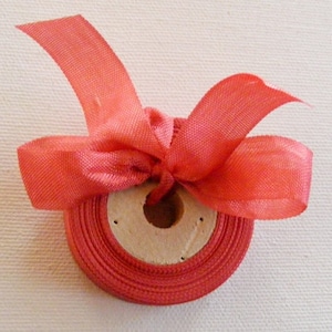 Vintage Frans geweven lint uit de jaren 30 en 40 - voorraad hoedenmakers - 5/8 inch watermeloen