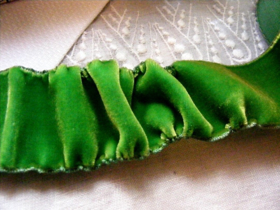 Rouch Pattern Antique 1930's French Rayon Ruching Velvet 1 1/2 Inch Gorgeous Pale ...