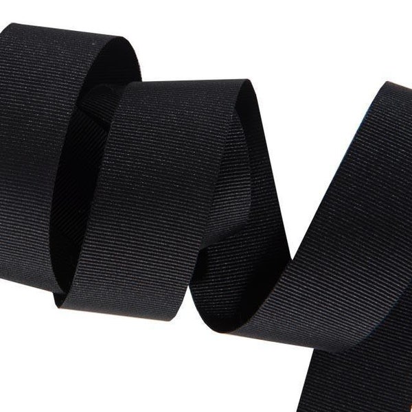 Vintage 1940's-50's French Grosgrain -Milliners Stock- 13/16 inch Black