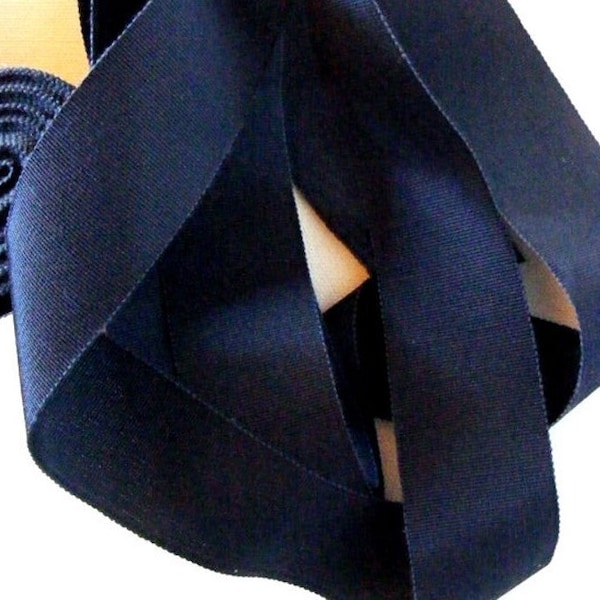 Vintage 1940's-50's Swiss Grosgrain Petersham Edge-Milliners Stock- 7/8 inch Navy Blue