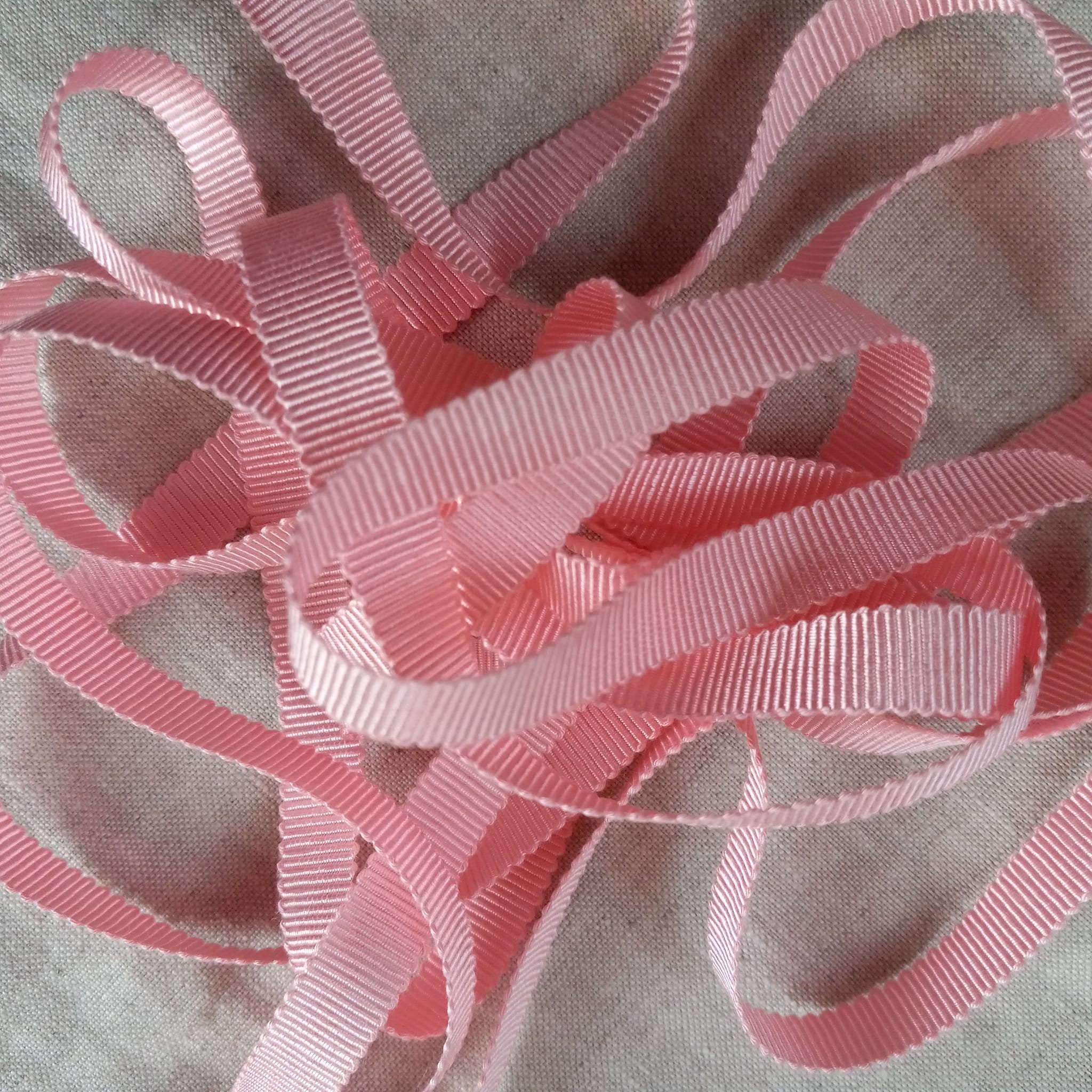 Vintage 1930's-40's French Silk Petersham Grosgrain Ribbon 3/8 Inch Pink