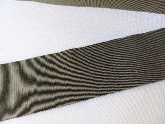 Vintage 1930's French Petersham Edge Grosgrain Ribbon 2 Inch Sage Army  Green 