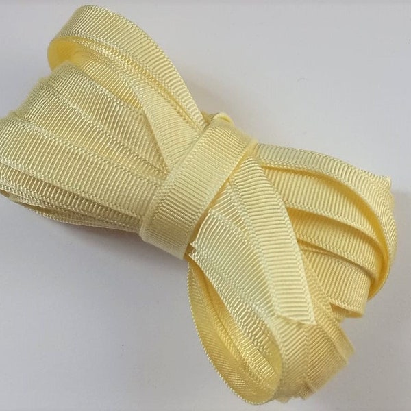 Vintage 1940's-50's French Grosgrain Ribbon 3/8 inch Pale Yellow