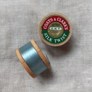 Antico cappotto anni '30-'40 in pura seta con ricamo a occhiello in seta, bobina da 10 iarde, argento blu 4
