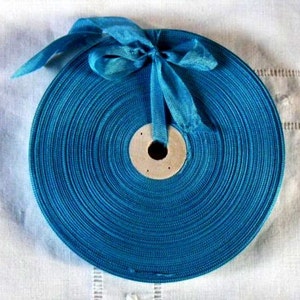 Vintage 1930's-40's French Woven Ribbon -Milliners Stock- 5/8 inch Peacock Blue