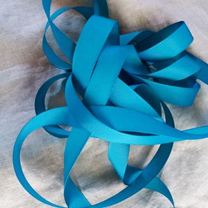 Vintage Frans grosgrain lint, jaren 30/40 - voorraad hoedenmakers - 5/8 inch diep aqua