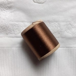Antique 1940s Corticelli Pure Silk Hand Sewing Embroidery Floss Thread 100 Yd Spool Nut Brown 5120