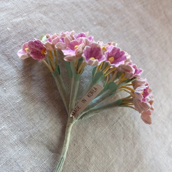 Antique Early 1900's Millinery Flocked Forget Me Nots Bouquet Shades of Orchid