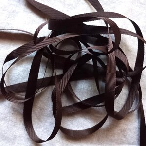Vintage 1940's French Petersham Grosgrain Ribbon 1/4 inch Dark Chocolate