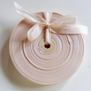 Vintage 1930's-40's French Woven Ribbon -Milliners Stock- 5/8 Inch Barely Blush