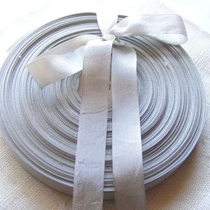 Vintage Frans geweven lint - hoedenplank - 5/8 inch jaren '30/'40 zilver