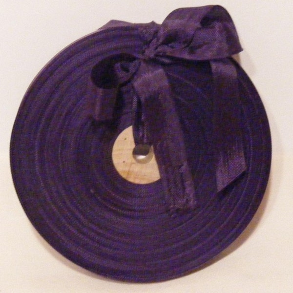 Vintage 1930's-40's French Woven Ribbon -Milliners Stock- 5/8 inch Purple