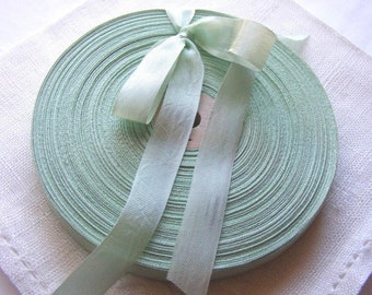 Vintage French 1930's-40's Woven Ribbon -Milliners Stock- 5/8 inch Seafoam