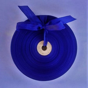Vintage Frans geweven lint jaren 30/40 - voorraad hoedenmakers - 5/8 inch schokkend blauw