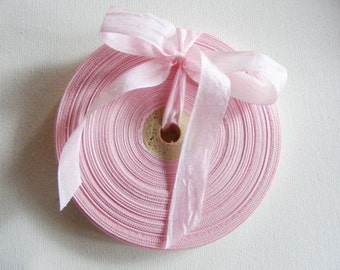 Vintage French 1930's-40's Woven Ribbon -Milliners Stock- 5/8 inch Ash Pink