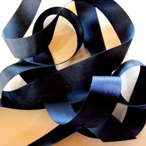 Vintage 1950's French Woven Ribbon 7/8 Inch Dark Navy Blue