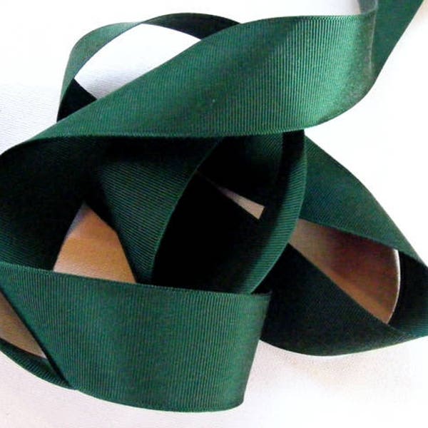 vintage 1940's-50's Grosgrain -Milliners Stock- 1 1/2 pouce Vert foncé