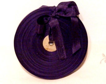 Vintage 1930's-40's French Woven Ribbon -Milliners Stock- 5/8 inch Eggplant Purple