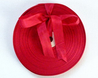 Vintage 1930's-40's French Woven Ribbon -Milliners Stock- 5/8 Inch Royal Red