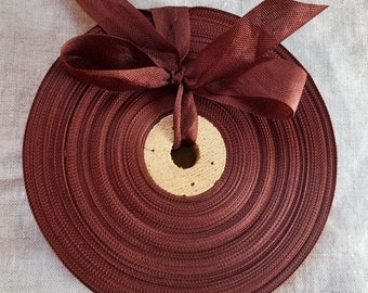 Vintage 1930's-40's French Woven Ribbon -Milliners Stock- 5/8 inch Gingerbread Brown