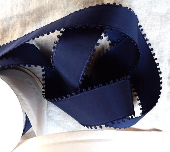 Vintage 1930's-40's Swiss Satin Taffeta Picot Ribbon 1 1/2