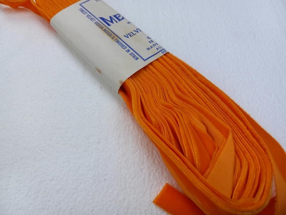 Vintage French 1940's Velvet Ribbon 1/2 Inch AGED Orange 