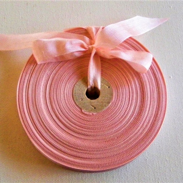 Vintage 1930's-40's French Woven Ribbon -Milliners Stock- 5/8 inch Rose Pink