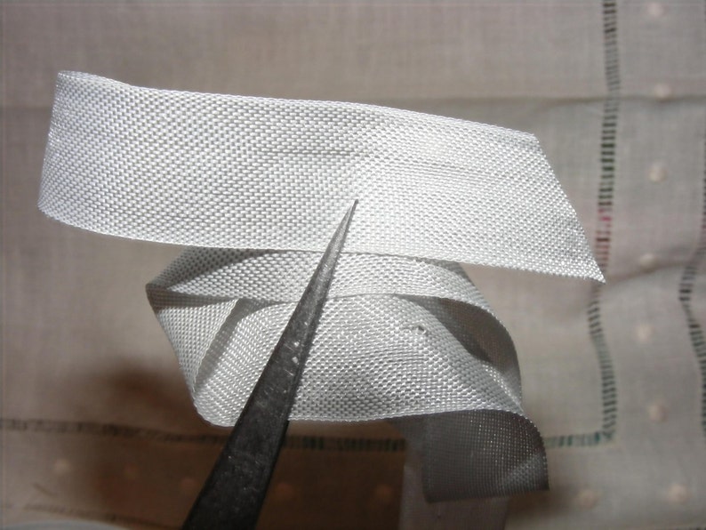 Vintage 1930's-40's French Woven Ribbon Milliners Stock 5/8 inch White image 2
