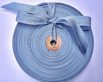 Vintage 1930's-40's English Woven Ribbon -Milliners Stock- 5/8 Inch Gorgeous Chambray Blue