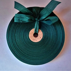 Vintage Frans geweven lint uit de jaren 30 en 40 - hoedenplank - 5/8 inch junglegroen