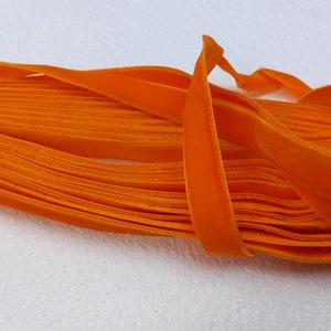 Ruban de velours vintage des années 40, français de 1/2 pouce, orange vieilli