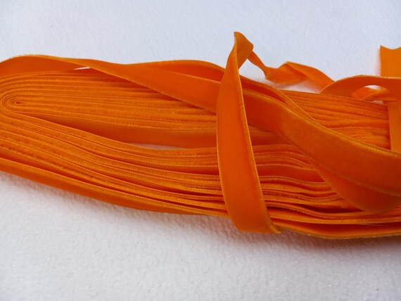 Vintage French 1940's Velvet Ribbon 1/2 Inch AGED Orange 