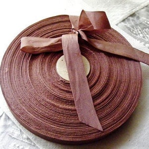 Vintage 1930's-40's French Woven Ribbon -Milliners Stock- 5/8 inch Mauve Amber