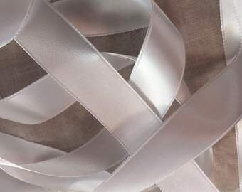 Vintage 1930's-40's French Double Face Satin Ribbon 7/8 Inch Pure White