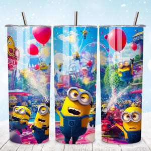 Papier d'emballage pour verre Minion, papier d'emballage skinny 20 oz, design en sublimation Png gobelet 20 oz, modèle de dessins en téléchargement numérique 300 dpi