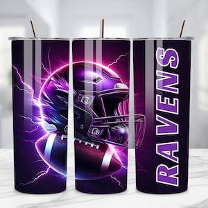 Corbeau 20 oz skinny gobelet Wrap PNG, sport 20 oz gobelet PNG, mascotte Sublimation gobelet PNG en téléchargement numérique, gobelet de football