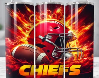 CHIEFS 20oz skinny beker wrap png, sport mascotte beker naadloos ontwerp, 20oz sublimatie beker digitale downloadsjabloon