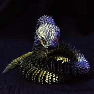 Flexi Articulated 3D Printed Rattle Snake version 2, Bush Viper Toy, Sensory Stress Fidget, Personalized Gifts, Gifts for kids,Dragon Snake