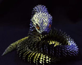 3D Printed Articulated Rattlesnake: Sensory Fidget Toy, Desk Decor, Gifts for new year