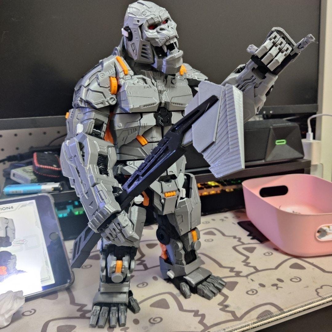 Cyberpunk Mecha Gorilla – 3D Printed Articulated Action Figure | DIY Kit or Assembled | Up to 32 cm Tall