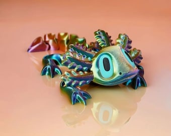 3D Printed Articulated Axolotl Fidget Toy: Colorful Desk Decor, Gift for her